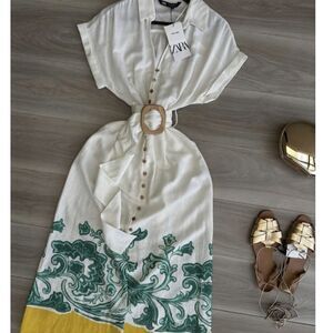 NWT ZARA GRECIAN PRINT DRESS